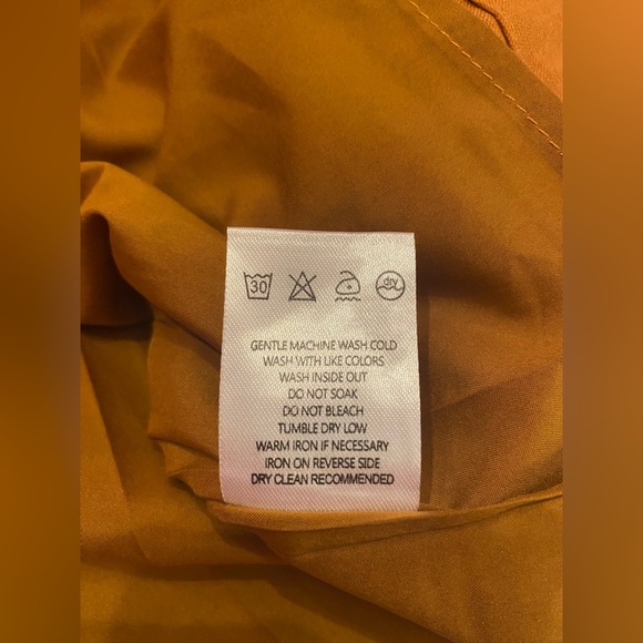 Beulah Style Nolan Camel Linen Mini Dress Lined Pockets Puff Sleeve Size Large - Picture 13 of 13